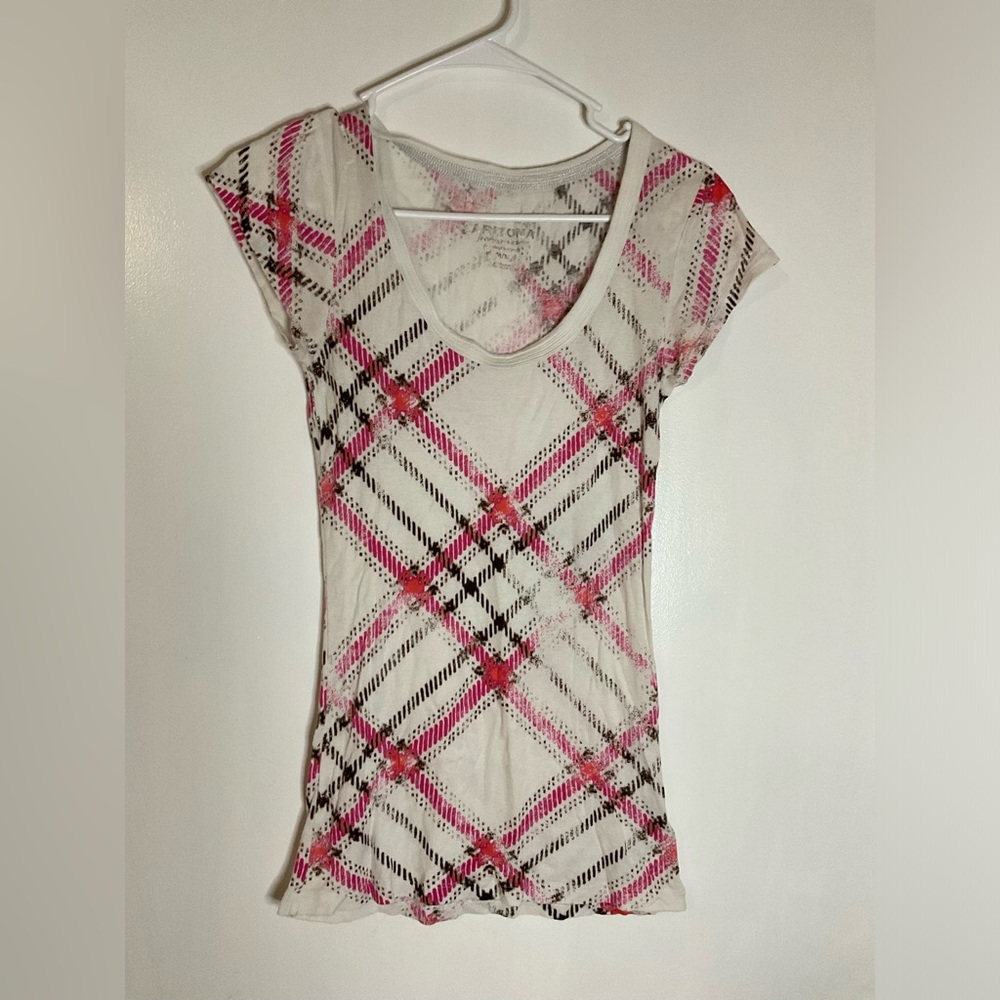 Arizona pink black striped shirt junior size M